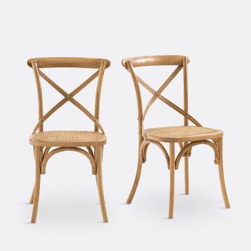 Lot de 2 chaises chêne et cannage Cedak