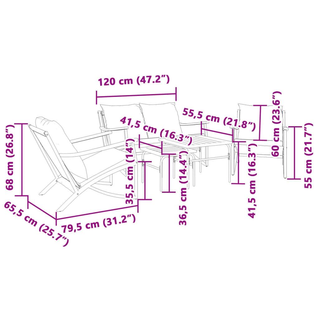 VidaXL set mobili da balcone Acciaio  