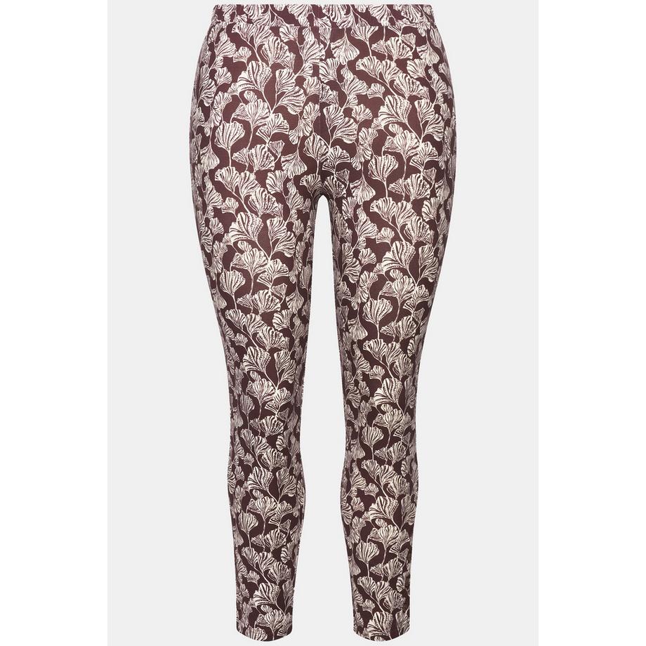 Ulla Popken Legging Coton Bio Motif Feuilles Boutons Fantaisie  