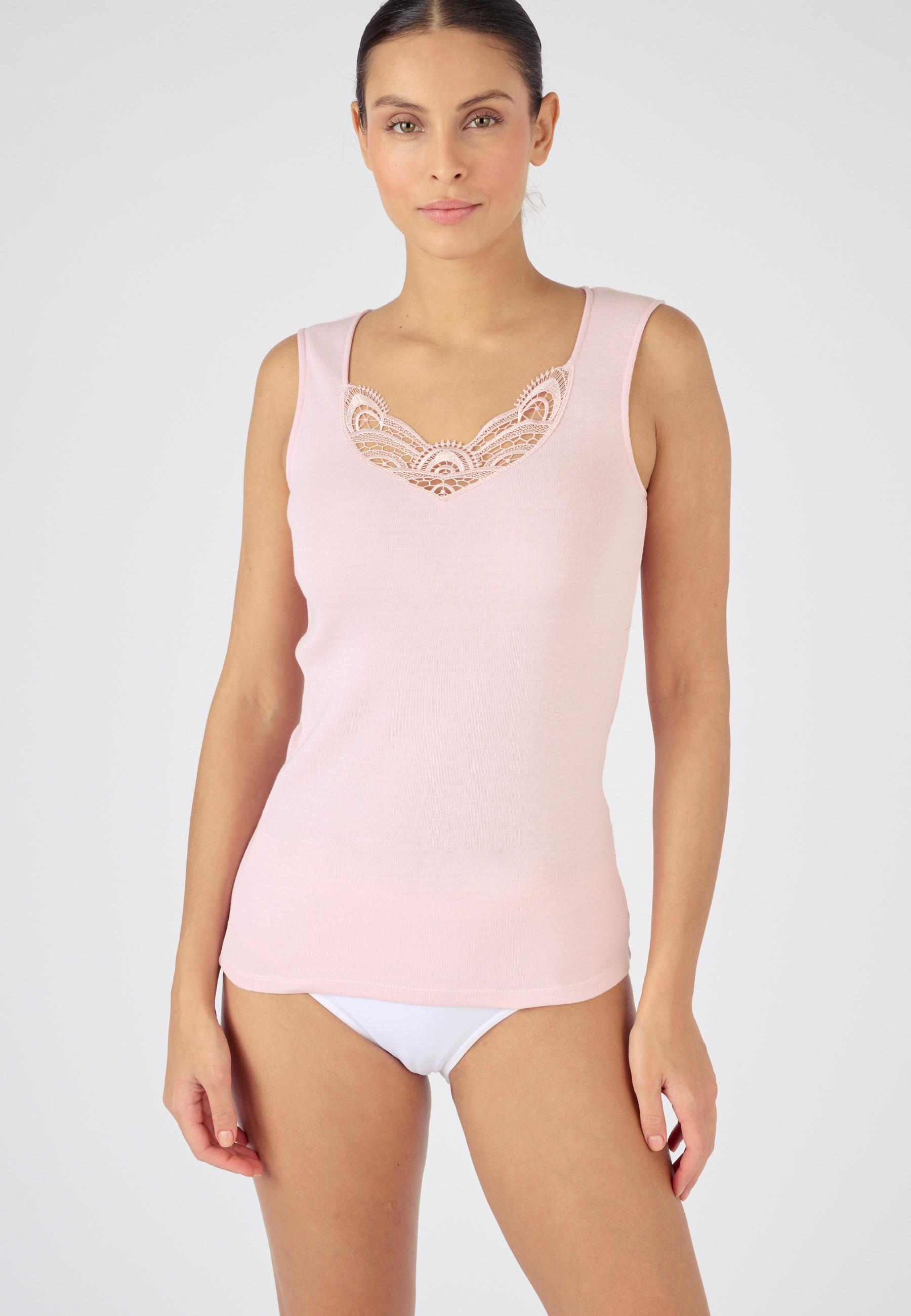 Image of Achselshirt Mit Gipüre-spitze, Thermolactyl-feinripp, Wärmegrad Medium 3. Damen Rosa 50/52