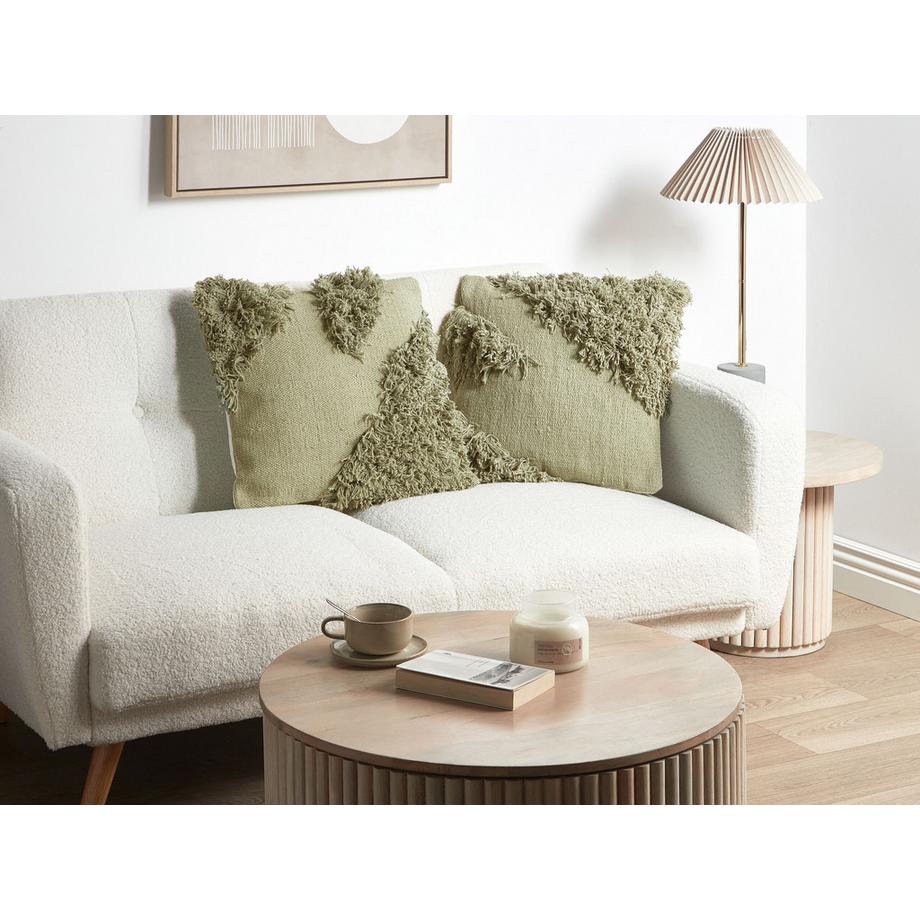 Beliani Dekokissen 2er Set aus Baumwolle Boho SOURWOOD  