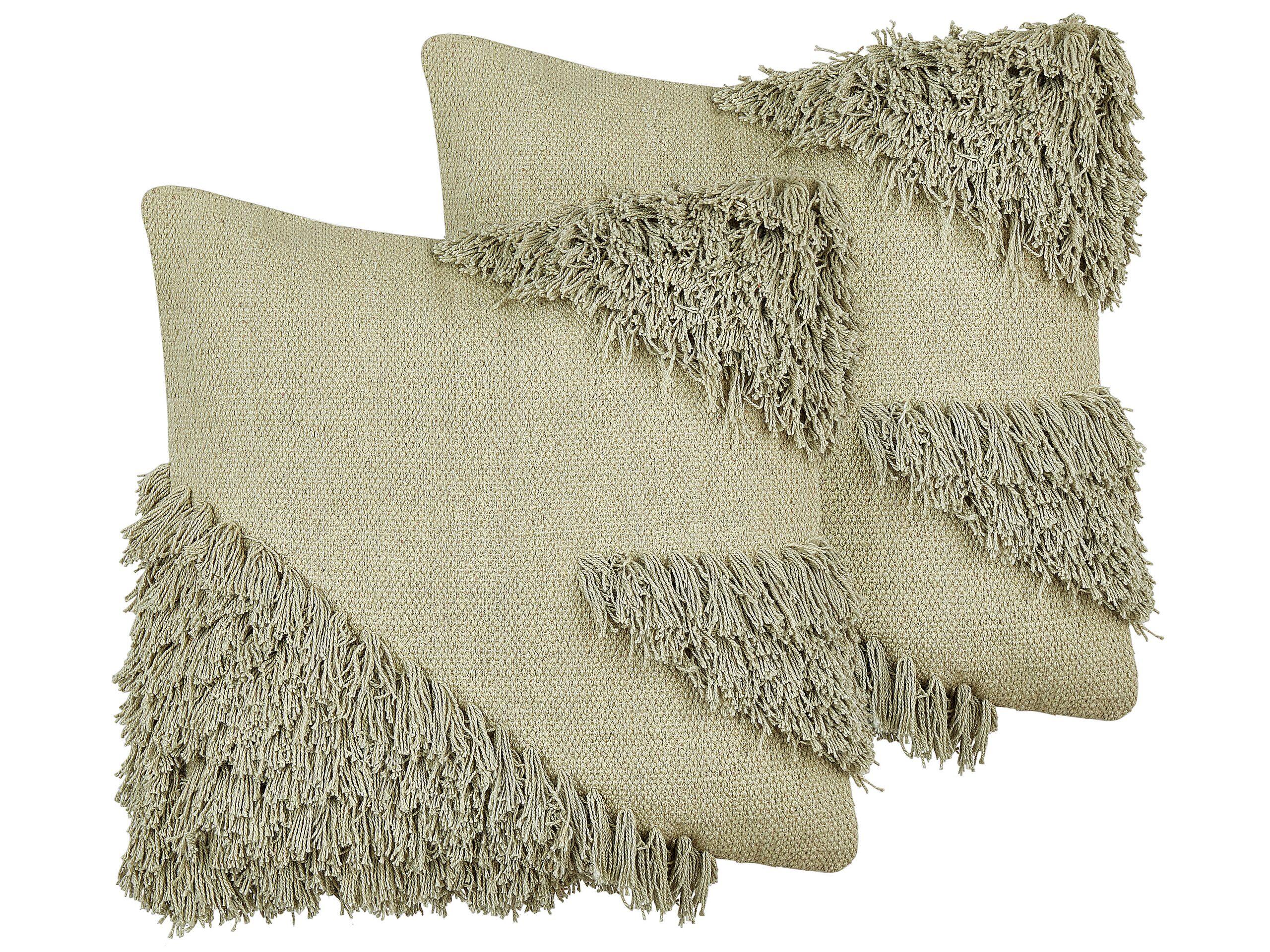 Beliani Lot de 2 coussins en Coton Boho SOURWOOD  