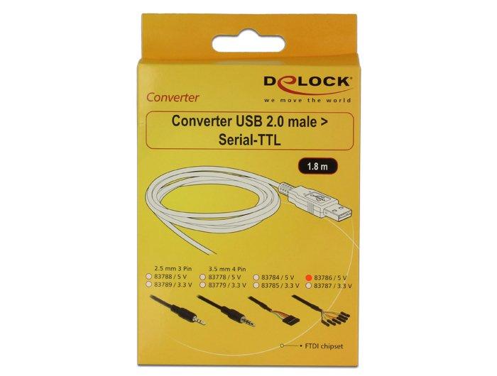 DeLock  1.8m USB2.0-A/TTL 6-p USB Kabel 1,8 m USB A Schwarz 