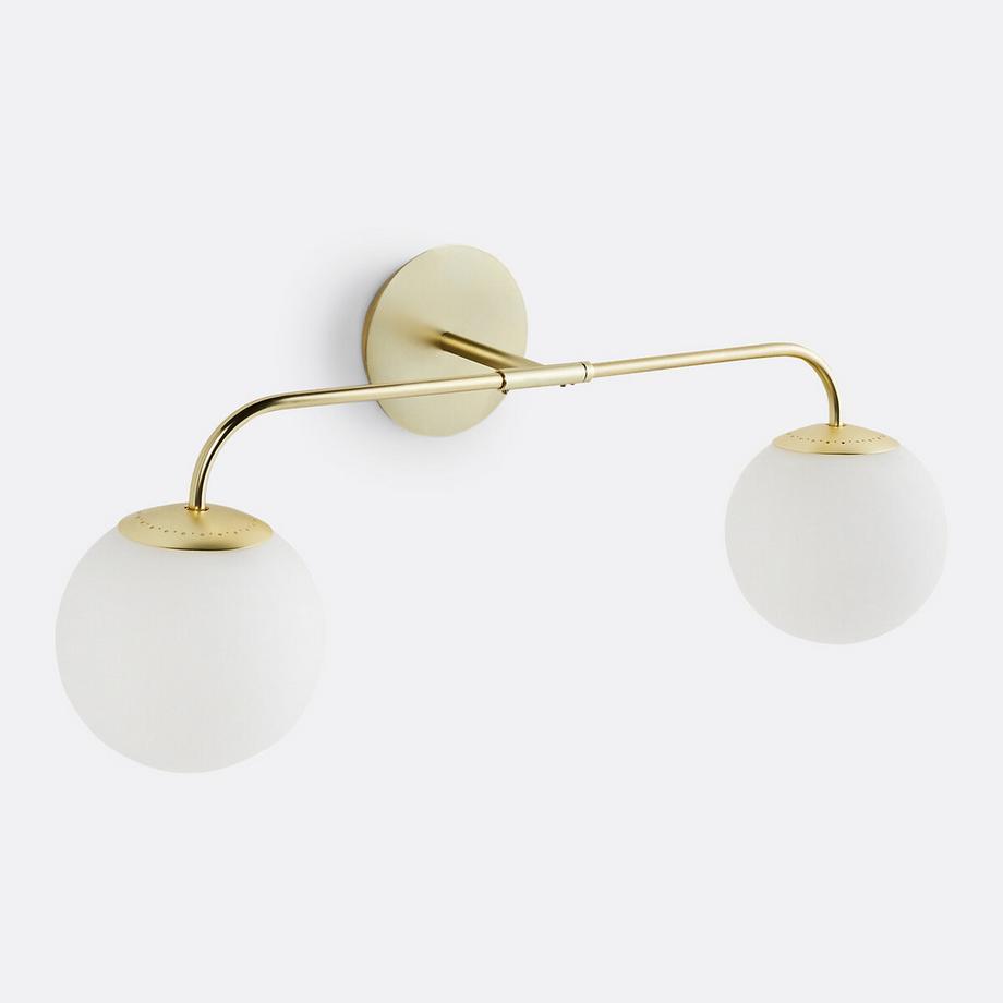 Applique double laiton et verre opaline