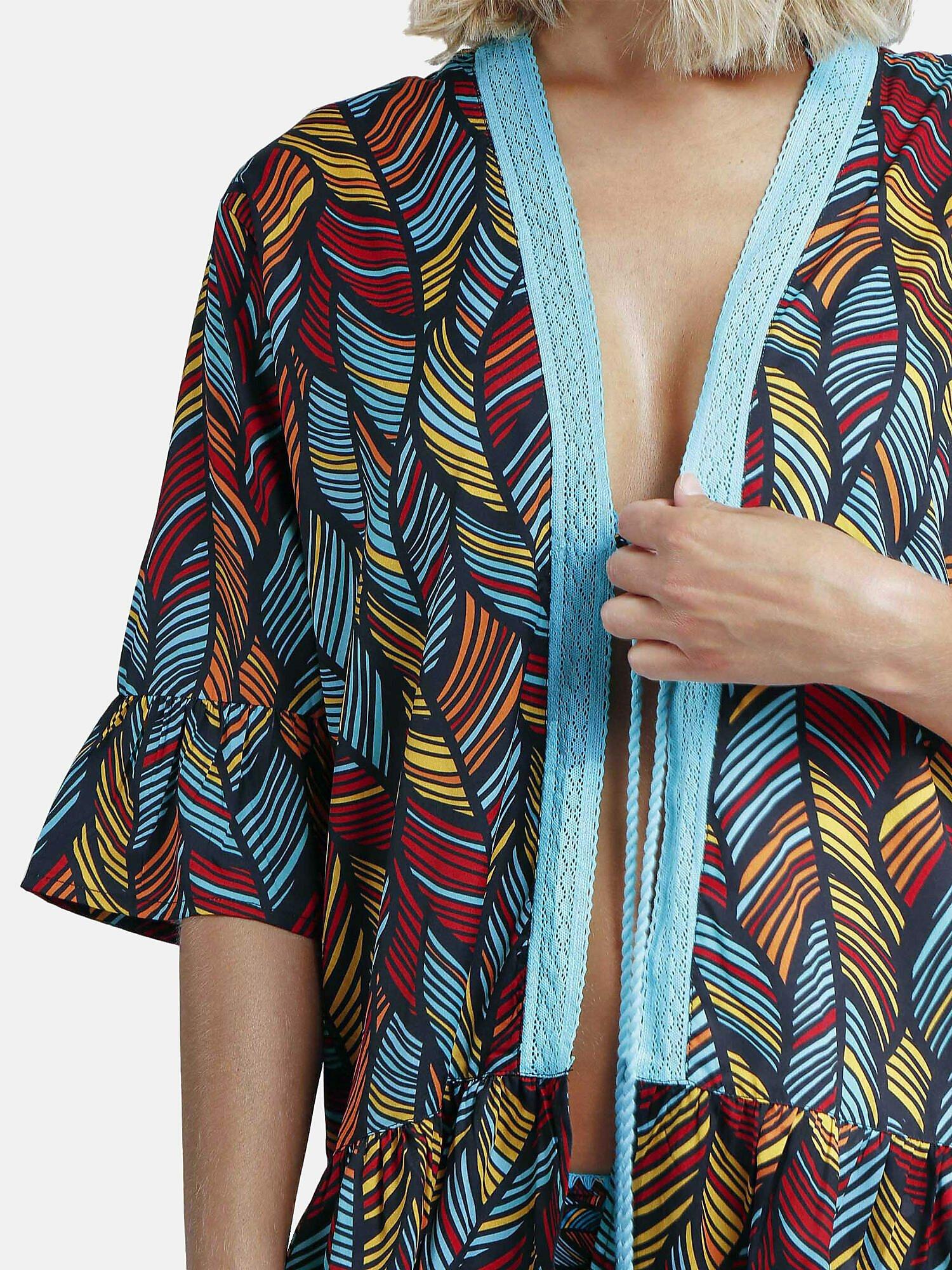 Admas  Caftan de plage Ethnic Feathers 