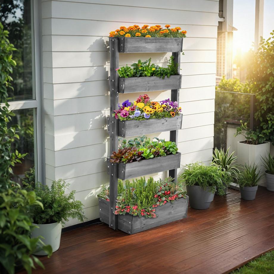 Tectake Jardinière verticale FLORA 5 niveaux 4 avec fonction d’inclinaison  