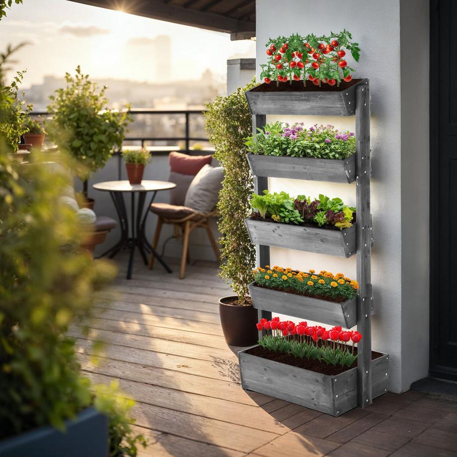 Tectake Jardinière verticale FLORA 5 niveaux 4 avec fonction d’inclinaison  