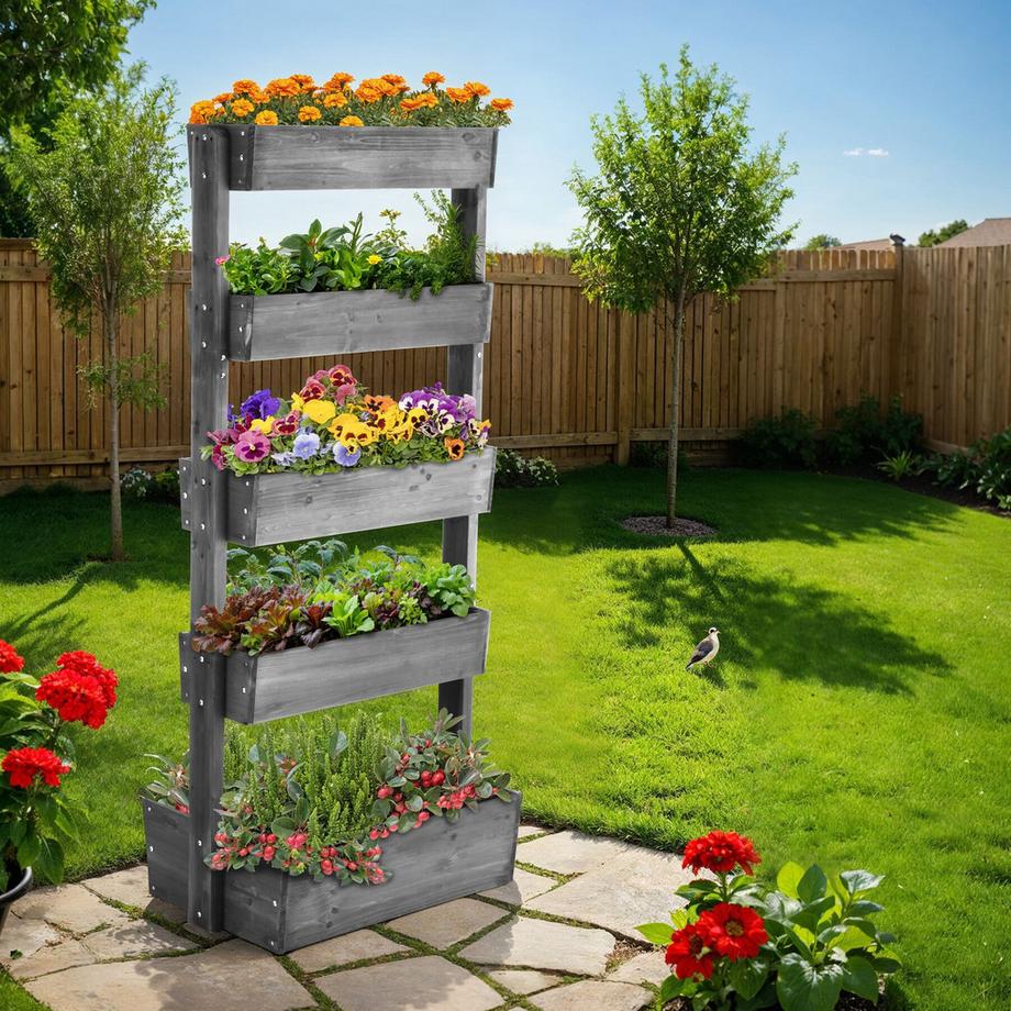 Tectake Jardinière verticale FLORA 5 niveaux 4 avec fonction d’inclinaison  