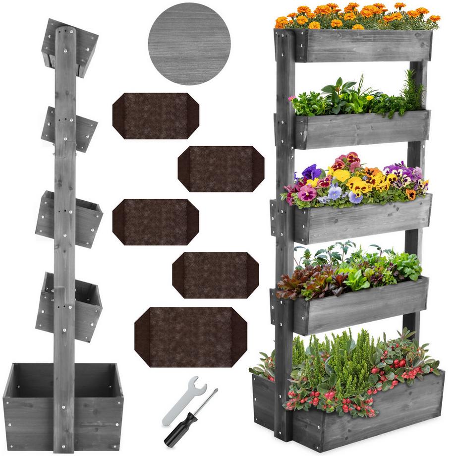Tectake Jardinière verticale FLORA 5 niveaux 4 avec fonction d’inclinaison  
