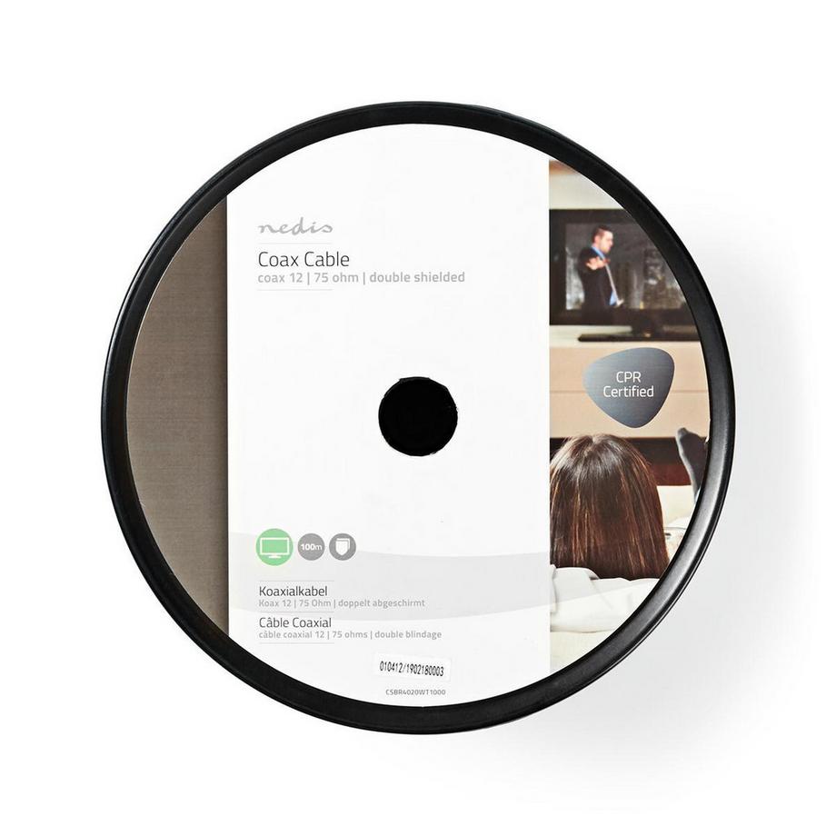 Nedis  Koaxialkabel auf Bobin | Koax 12 | 75 Ohm | Doppelt geschirmt | ECA | 100,0 m | Koax | PVC | Weiß | Trommel 