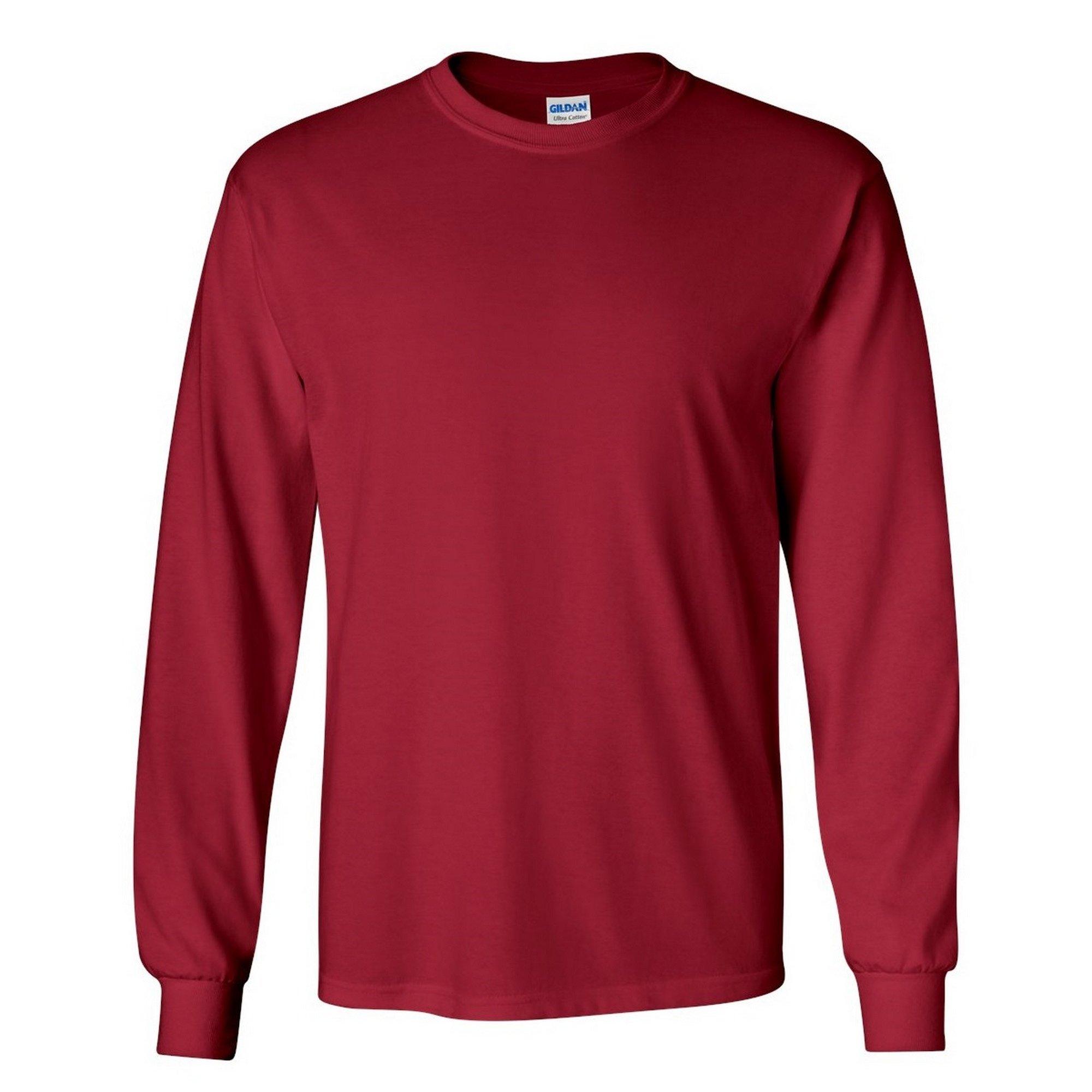 Image of Plain Rundhalsausschnitt Ultra-baumwolle Langarm-t-shirt Herren Dunkelrot M