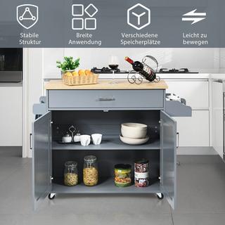 Northix Kücheninsel-Wagen rollender Aufbewahrungswagen großer Schrank 116 x 40 x 85 cm Grau + Natur  