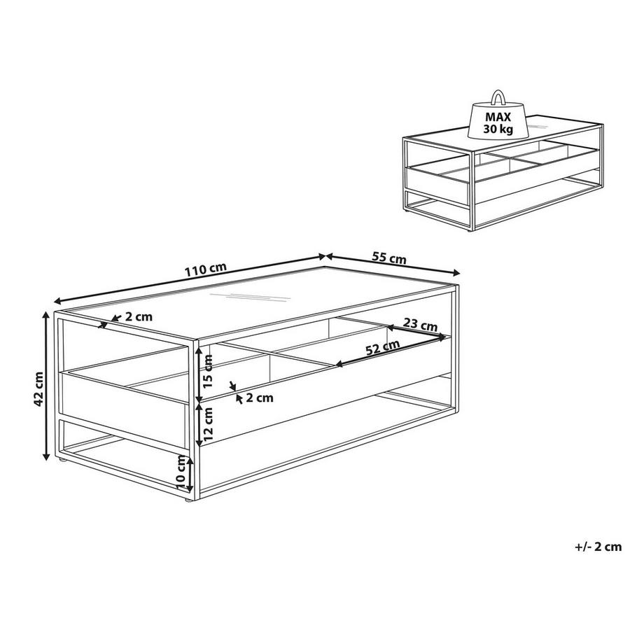 Beliani Table basse en Verre de sécurité Moderne WACO  