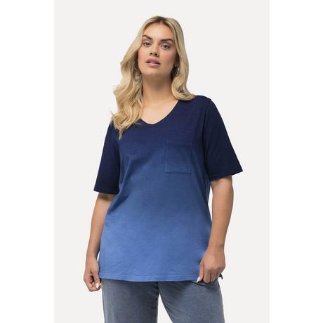 Ulla Popken  T-shirt classica con gradiente di colore, scollo a girocollo e mezze maniche 