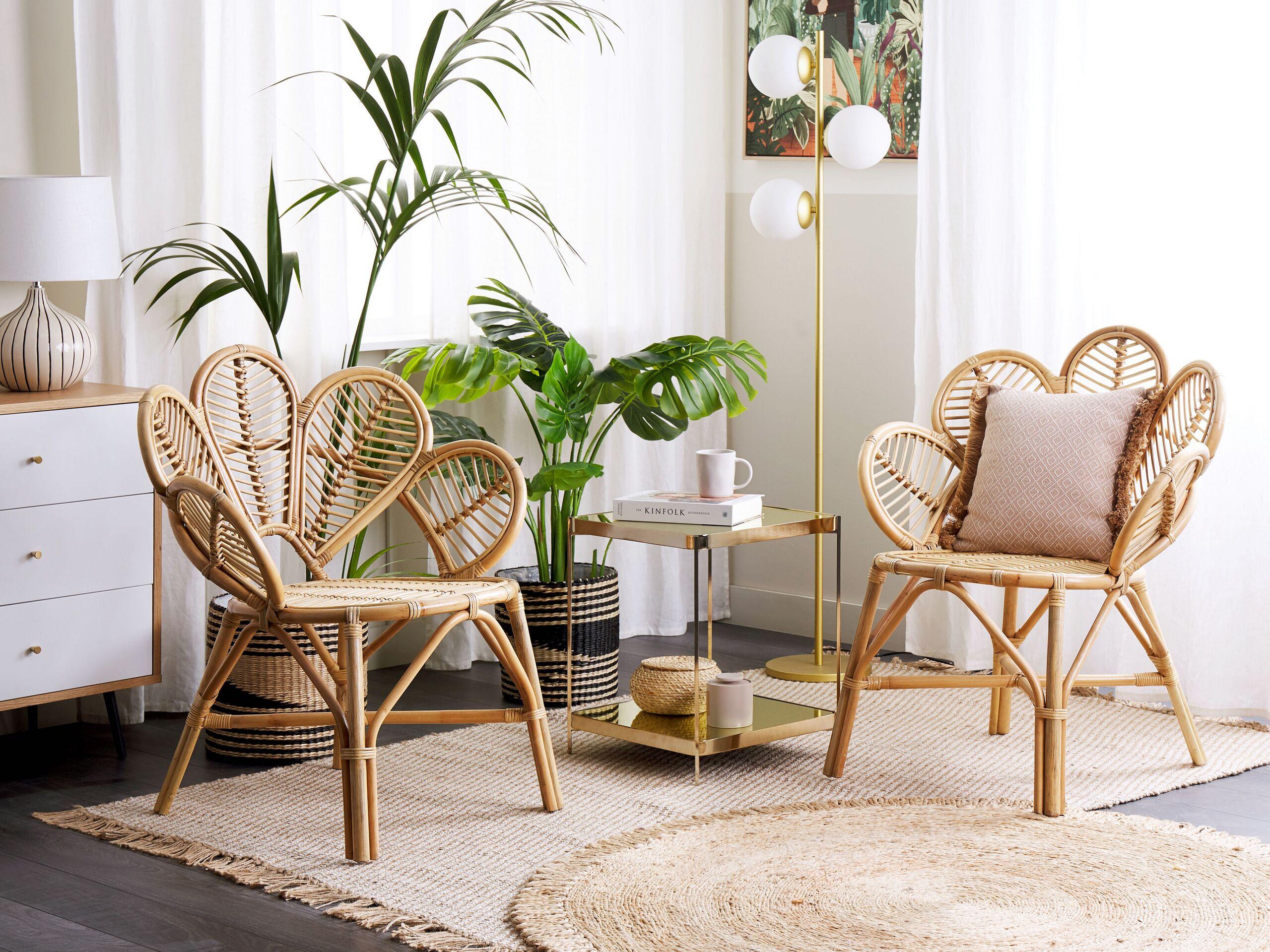 Beliani Set mit 2 Stühlen aus Rattan Boho FLORENTINE II  