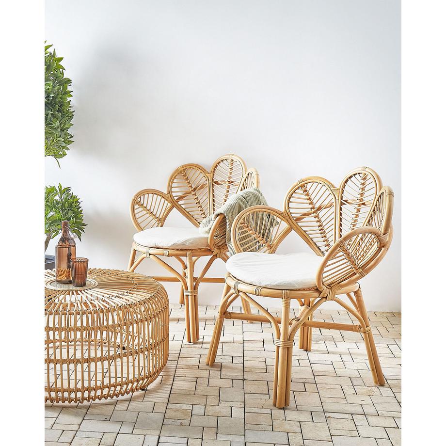 Beliani Set di 2 sedie Peacock en Rattan Boho FLORENTINE II  