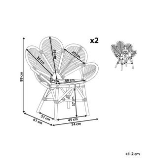 Beliani Pfauenstühle 2er Set aus Rattan Boho FLORENTINE II  