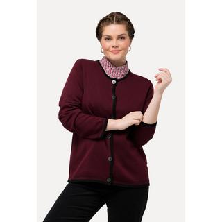 Ulla Popken  Cardigan classico in tradizionale stile Tracht con scollo rotondo e orli decorati 