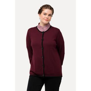 Ulla Popken  Trachten-Strickjacke, Classic Fit, Rundhals, gemusterte Abschlüsse 