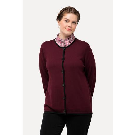 Ulla Popken  Trachten-Strickjacke, Classic Fit, Rundhals, gemusterte Abschlüsse 