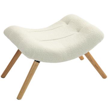 Tabouret, repose-pieds en tissu polaire berbère, tabouret rembourré capacité de charge jusqu'à 120 kg, pour salon, chambre, 60,5 x 45 x 38 cm, blanc crème