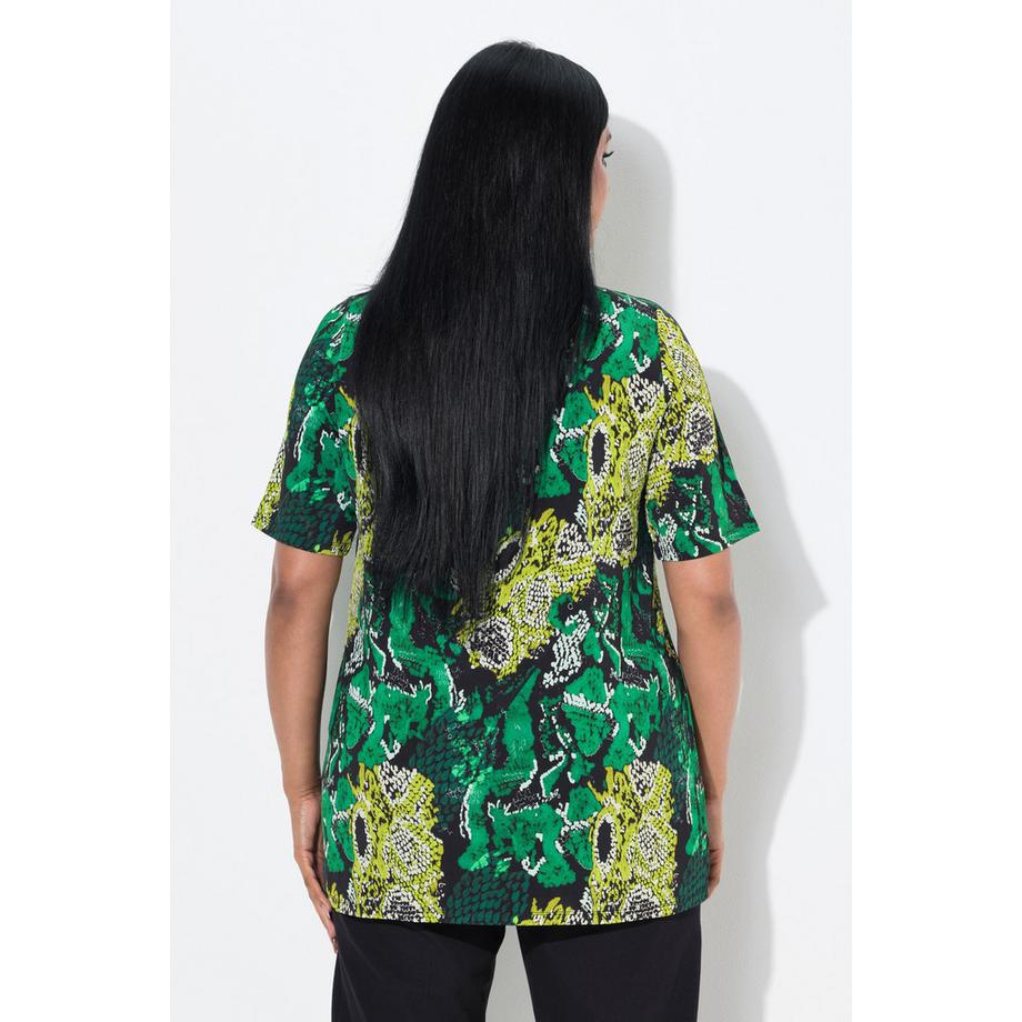 Ulla Popken T-shirt Slinky Design Serpent Décolleté Cœur Manches Courtes  