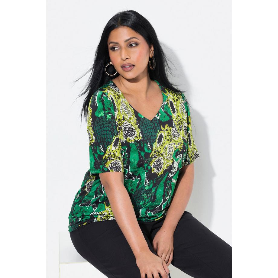 Ulla Popken T-shirt Slinky Design Serpent Décolleté Cœur Manches Courtes  