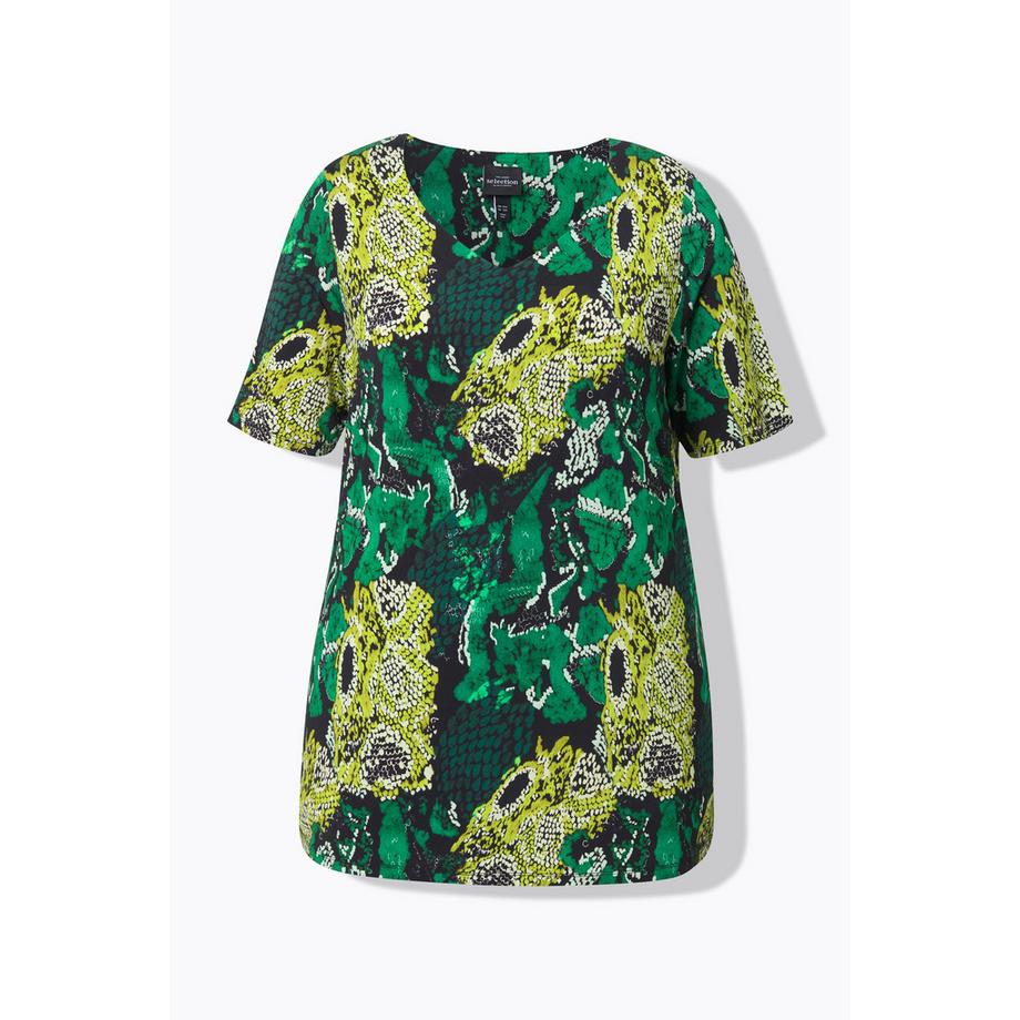 Ulla Popken T-shirt Slinky Design Serpent Décolleté Cœur Manches Courtes  