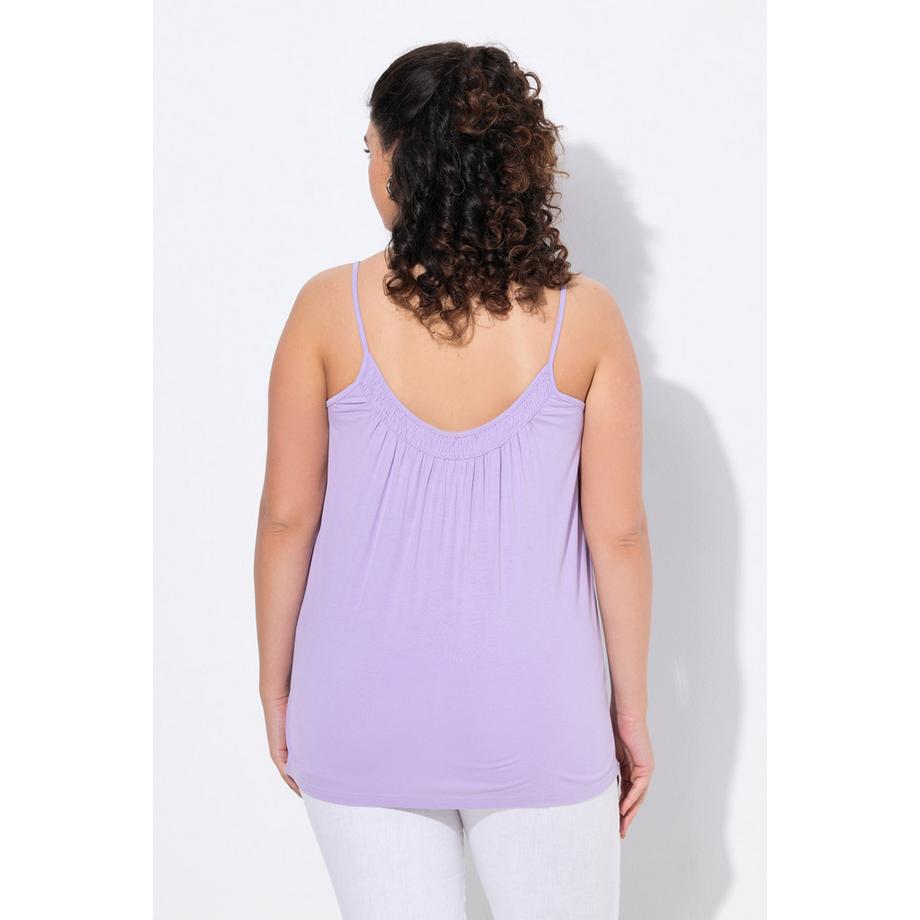 Ulla Popken Top scollo smock taglio svasato spalline sottili  