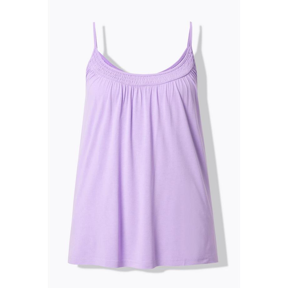 Ulla Popken Top scollo smock taglio svasato spalline sottili  