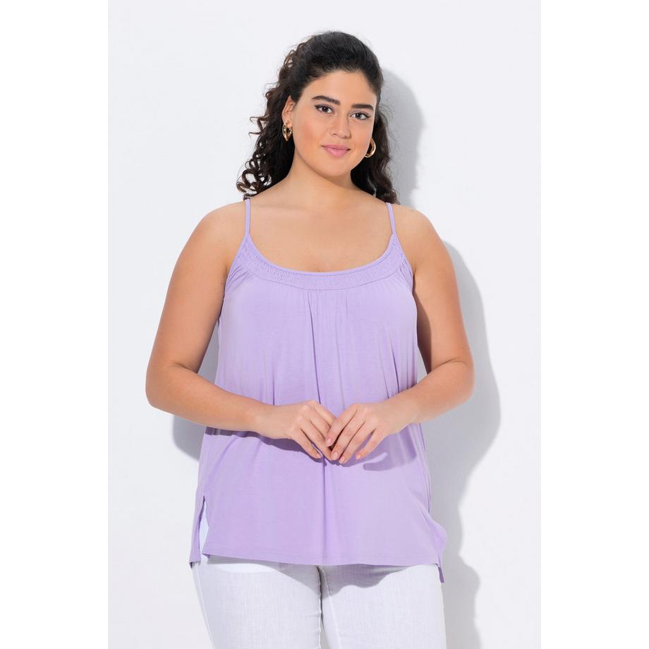 Ulla Popken Top scollo smock taglio svasato spalline sottili  