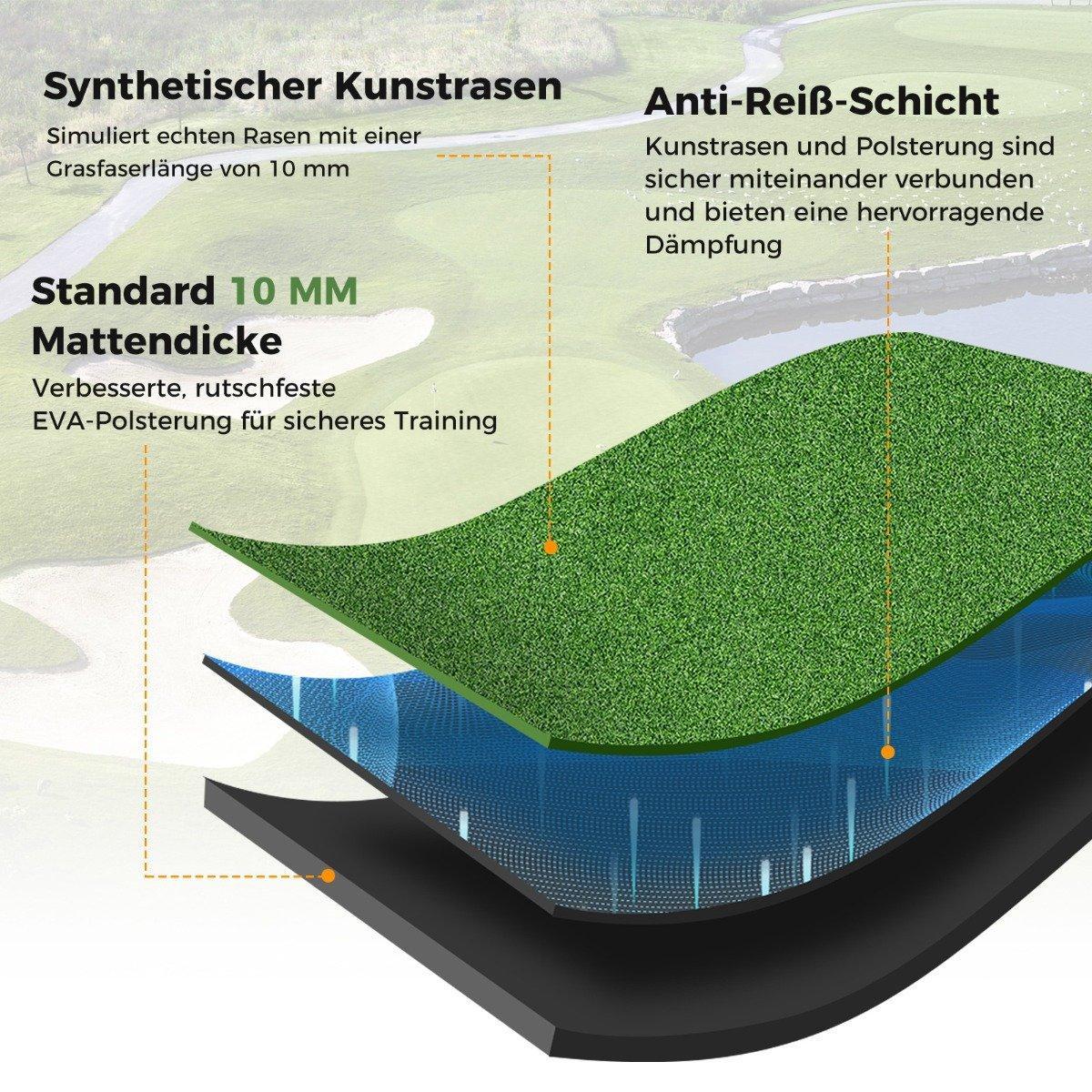 Northix  Tappetino da golf con 2 tee in gomma, 2 bastoncini di allineamento e 6 posizioni di tee, 152 x 117 cm, spessore 27 mm 