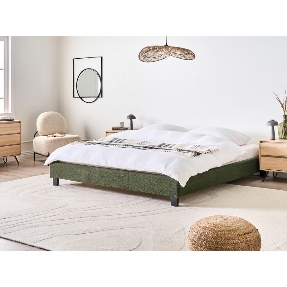 Beliani Lit sans tête de lit en Bouclé Minimaliste ROANNE  