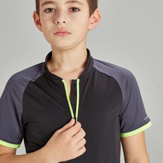 BTWIN  Maillot manches courtes vélo enfant 500 noir et jaune 