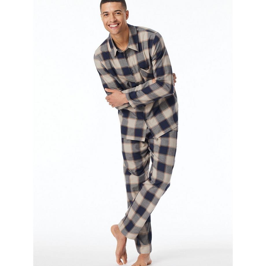 Schiesser Selected Premium Warming Karierter Pyjama  