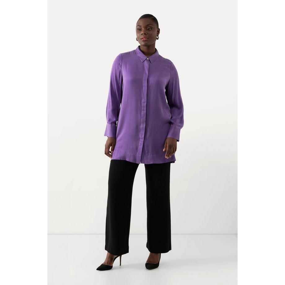 Ulla Popken Blouse Cupro Mélangé Manches Longues  