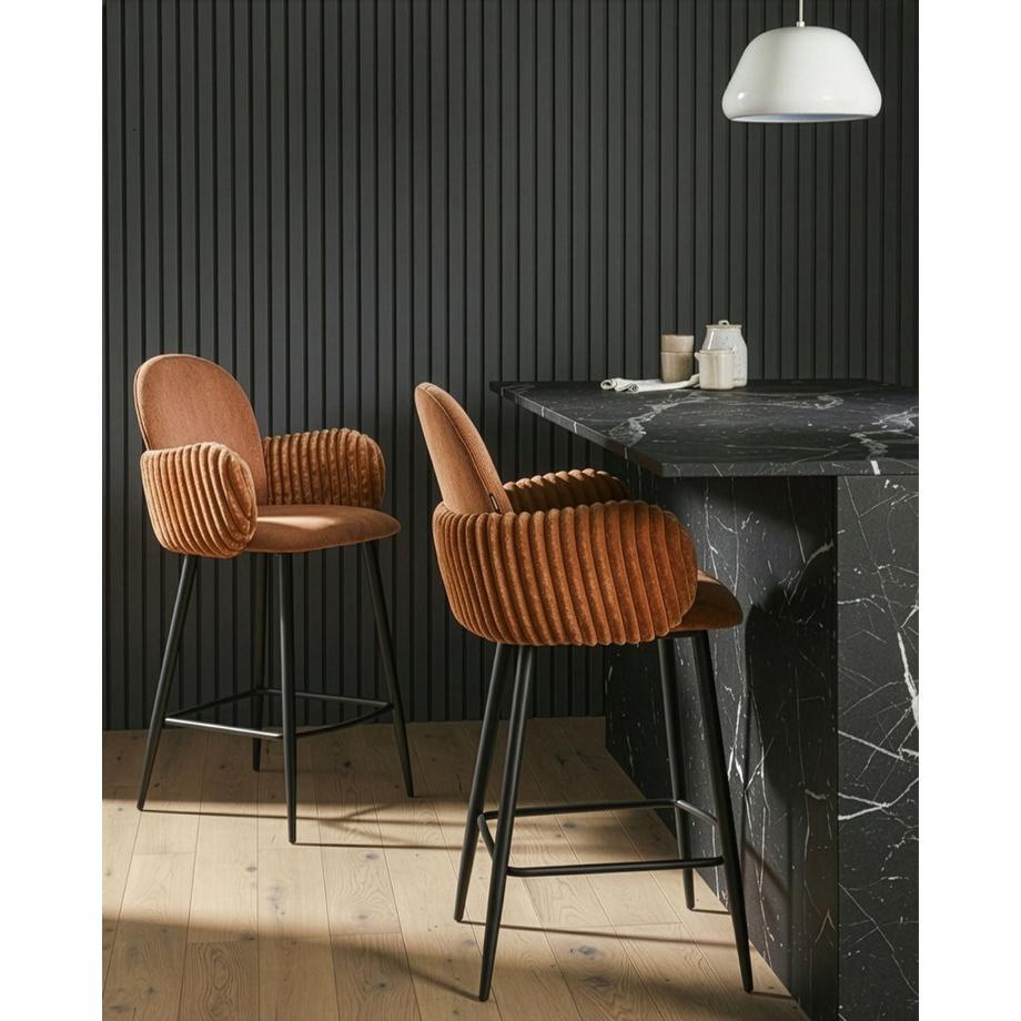 Beliani Set di 2 sedie alte en Tessuto Retrò AMITY  