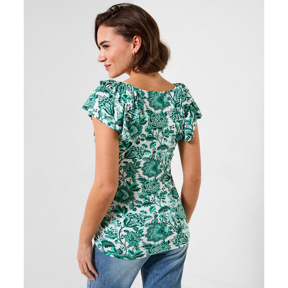 Joe Browns Haut en Jersey Col V Manches Volantées Motif Floral  
