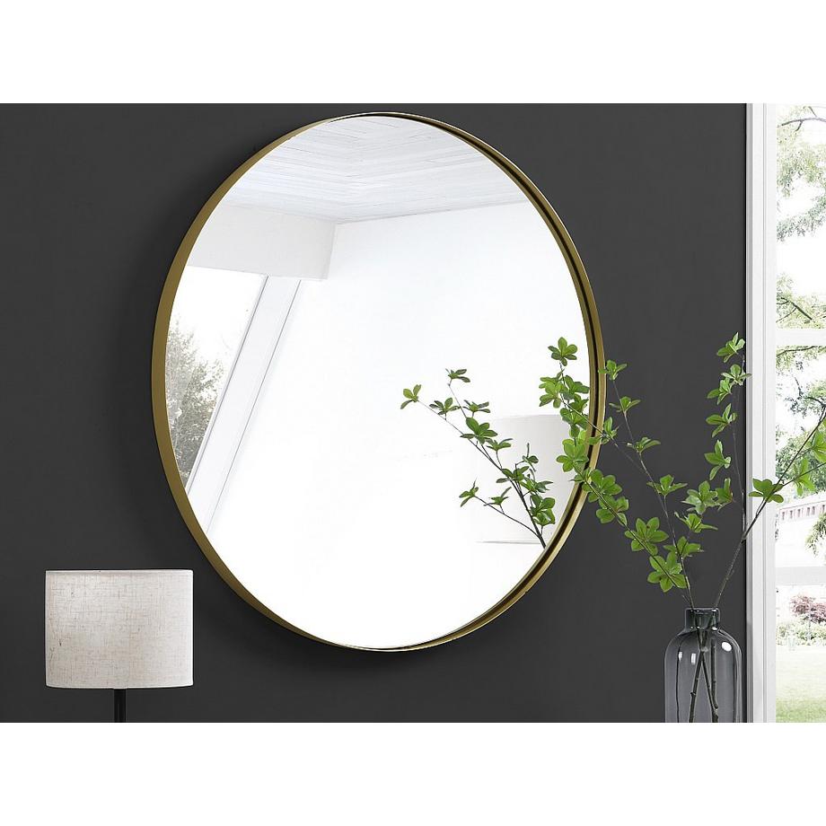 Vente-unique Miroir mural rond en métal - D.80 cm - Doré  - JAFFREL  