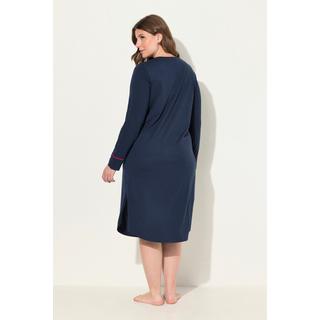 Ulla Popken  Chemise de nuit avec passepoil, décolleté en V et manches longues, tissu contenant du modal 