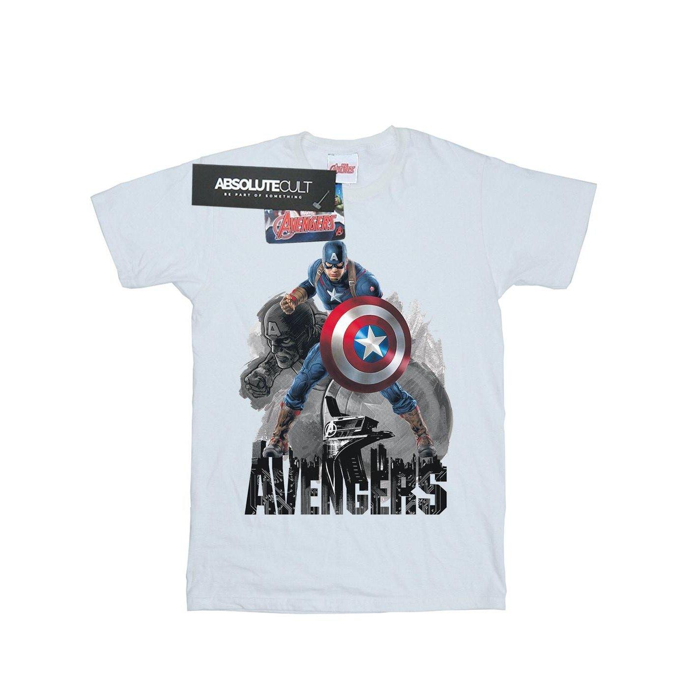 Image of Captain America Action Pose Tshirt Damen Weiss XXL