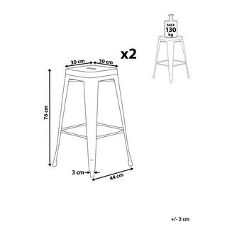 Beliani Set mit 2 Barhockern aus Stahl Industriell CABRILLO  