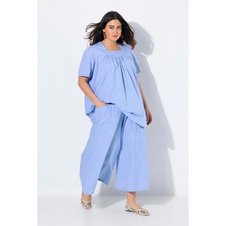 Ulla Popken Gonna Pantalone Palazzo Lunghezza Ginocchio Gamba Larga Misto Lino  