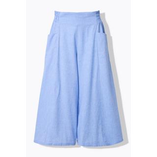 Ulla Popken Gonna Pantalone Palazzo Lunghezza Ginocchio Gamba Larga Misto Lino  