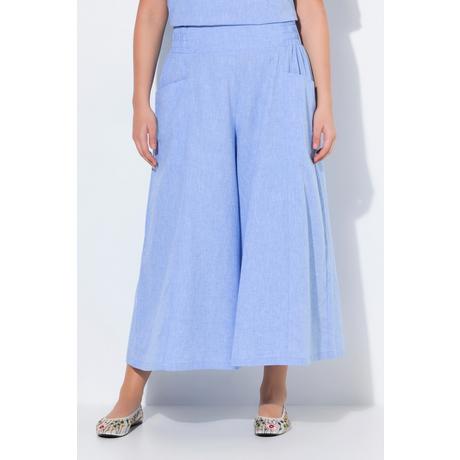 Ulla Popken Gonna Pantalone Palazzo Lunghezza Ginocchio Gamba Larga Misto Lino  