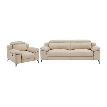 Relaxsofa elektrisch 3-Sitzer + Sessel - Beige - MAROTI