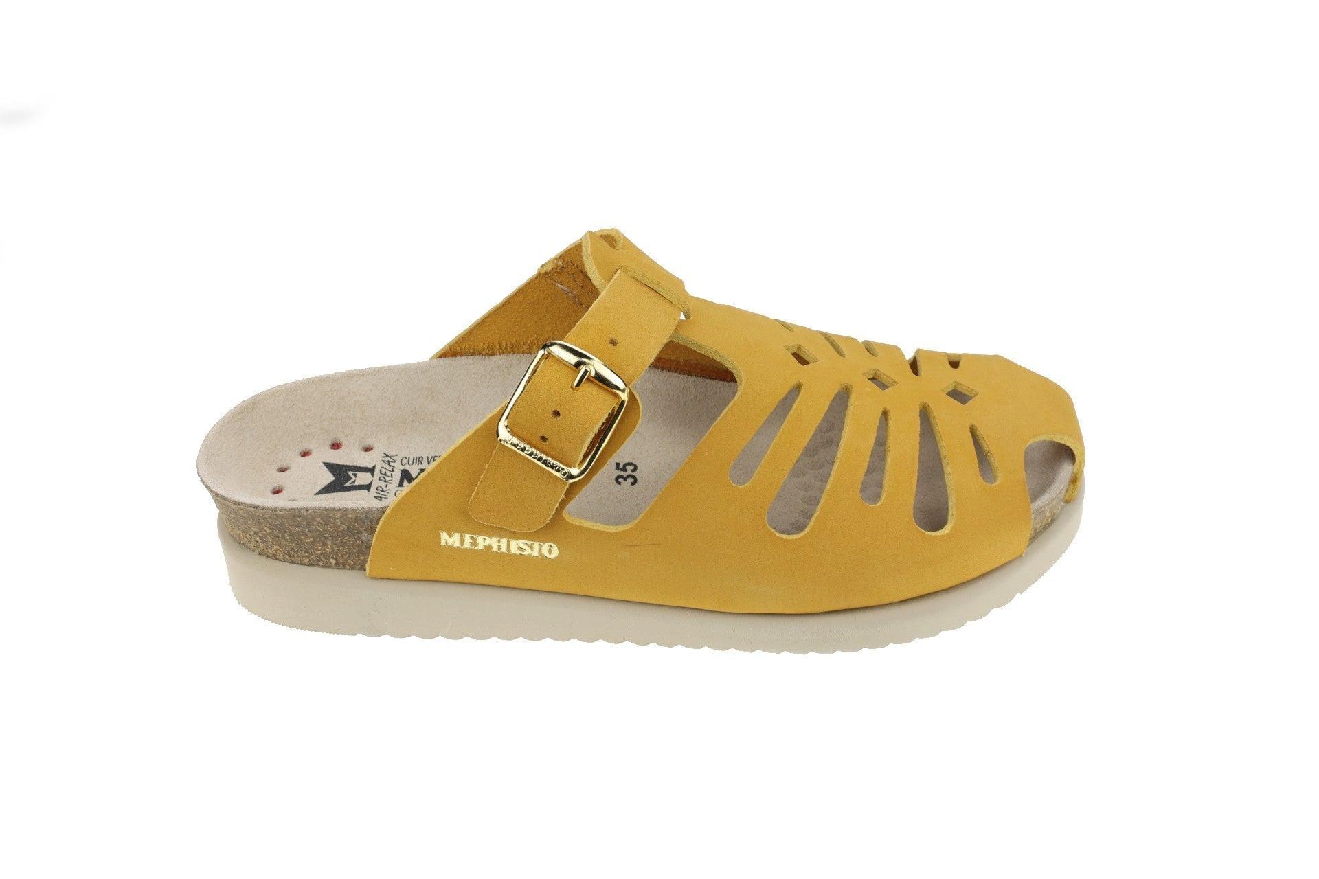 Image of Hedina - Nubuk Sandale Damen Gelb 39