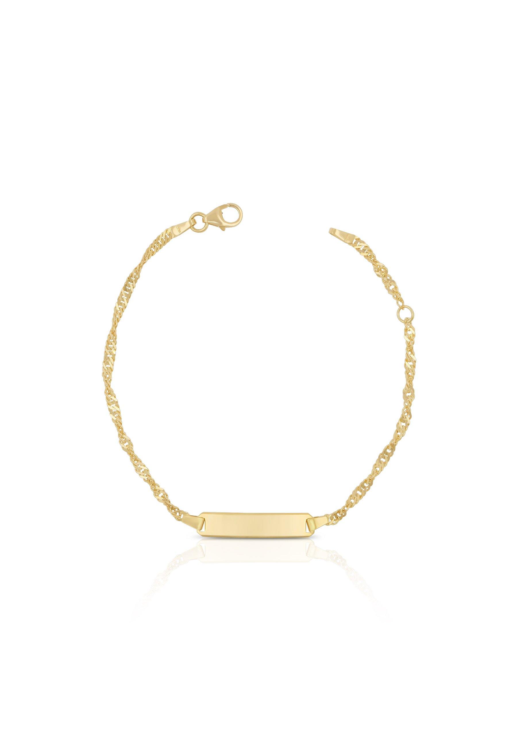 Image of Bébé Bracelet Singapur Gelbgold 375, 16cm Gravurplatte 2.4cm Damen Gelbgold 14cm