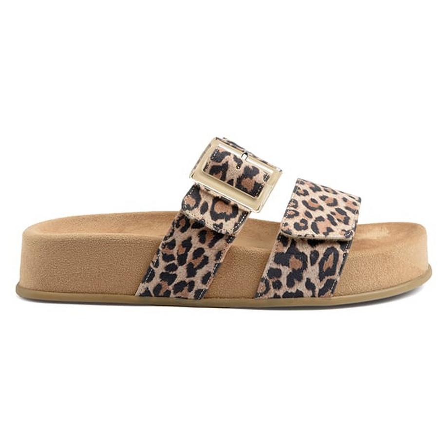 Paul Green Leopard Print Doppelriemen Sandalen  