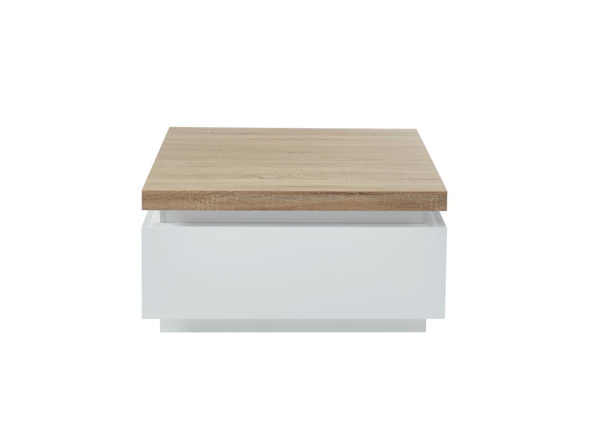 Vente-unique Table basse HALO II 2 tiroirs MDF laqué Avec LEDs Chêne  